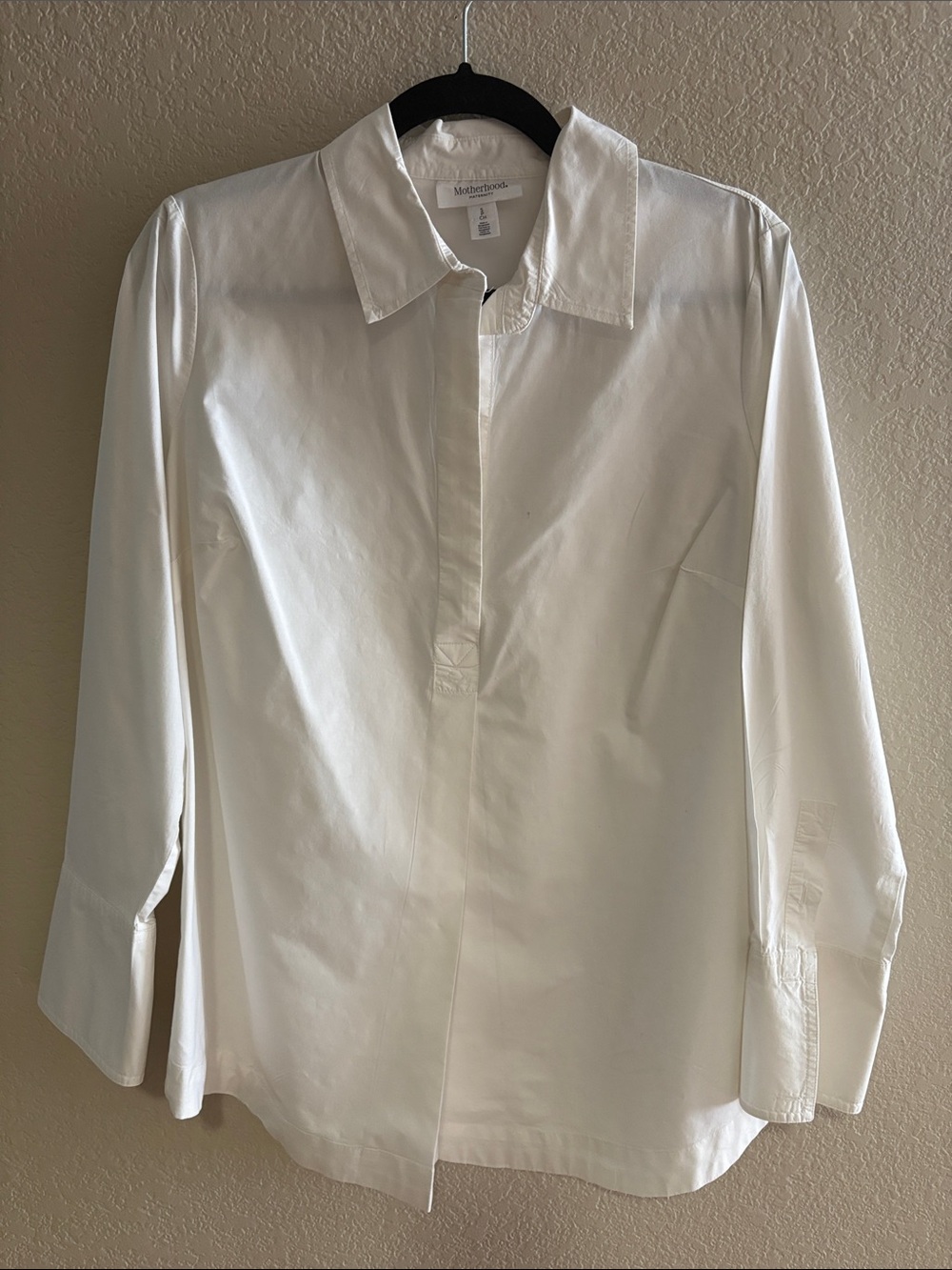 Motherhood White Long-Sleeve Button-Down Shirt